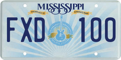 MS license plate FXD100