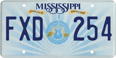 MS license plate FXD254