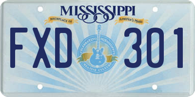 MS license plate FXD301