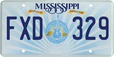 MS license plate FXD329