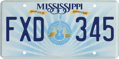MS license plate FXD345