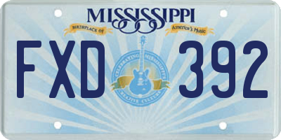 MS license plate FXD392