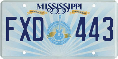 MS license plate FXD443