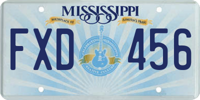 MS license plate FXD456