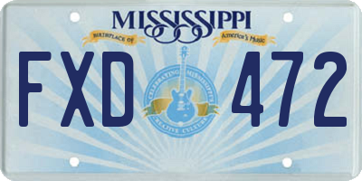 MS license plate FXD472