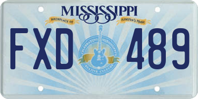 MS license plate FXD489