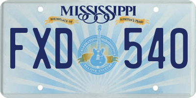 MS license plate FXD540