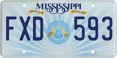 MS license plate FXD593