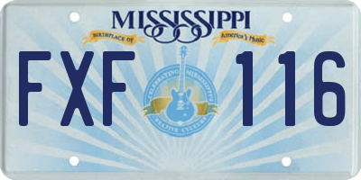 MS license plate FXF116