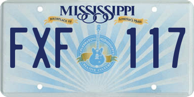 MS license plate FXF117