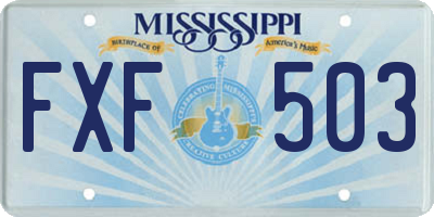 MS license plate FXF503