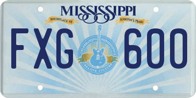 MS license plate FXG600