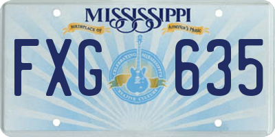 MS license plate FXG635