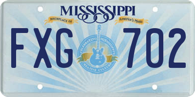 MS license plate FXG702