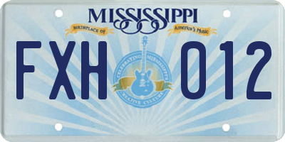 MS license plate FXH012