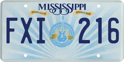 MS license plate FXI216