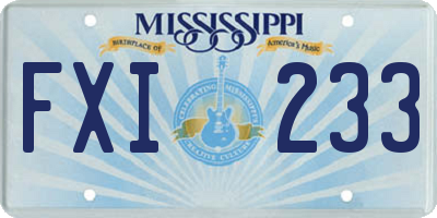 MS license plate FXI233