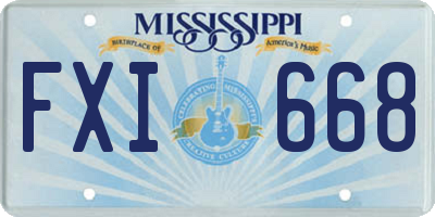 MS license plate FXI668