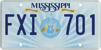 MS license plate FXI701