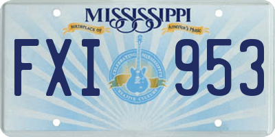MS license plate FXI953