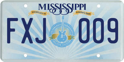MS license plate FXJ009