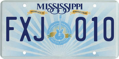 MS license plate FXJ010