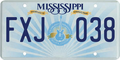 MS license plate FXJ038