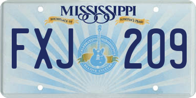 MS license plate FXJ209