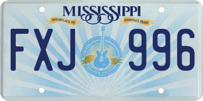 MS license plate FXJ996