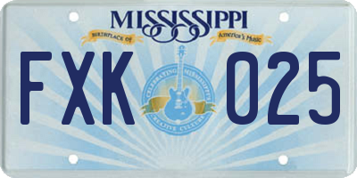 MS license plate FXK025