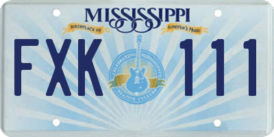 MS license plate FXK111