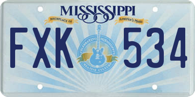 MS license plate FXK534