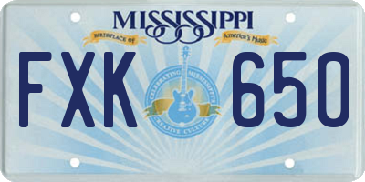 MS license plate FXK650