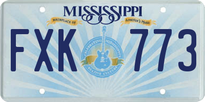 MS license plate FXK773