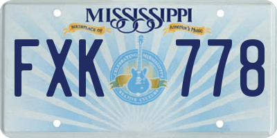 MS license plate FXK778