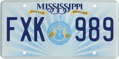 MS license plate FXK989