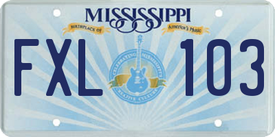 MS license plate FXL103