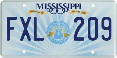 MS license plate FXL209