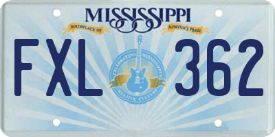 MS license plate FXL362