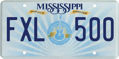 MS license plate FXL500