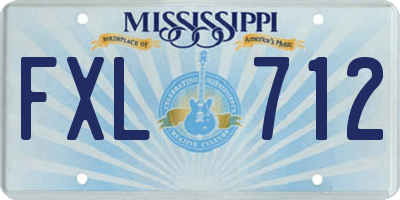 MS license plate FXL712