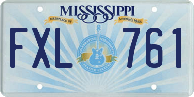 MS license plate FXL761