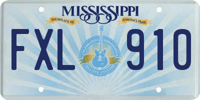 MS license plate FXL910