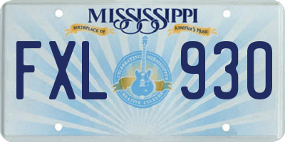MS license plate FXL930