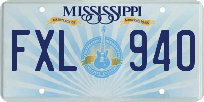 MS license plate FXL940