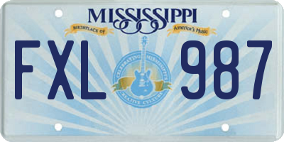 MS license plate FXL987