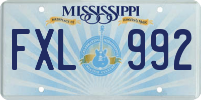 MS license plate FXL992