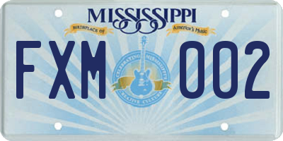 MS license plate FXM002