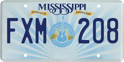 MS license plate FXM208