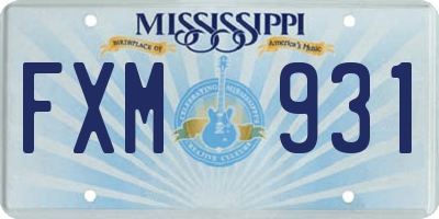 MS license plate FXM931